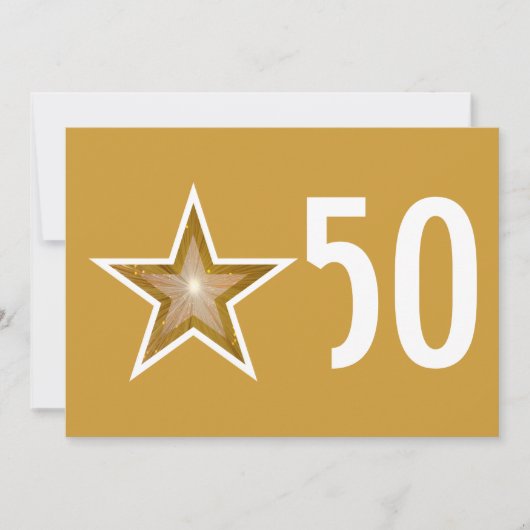 Gold Star "50" Jubiläum Einladung Gold (Vorderseite)