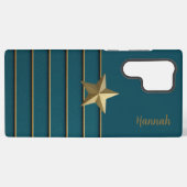 Gold Star auf Aquamarin Samsung Galaxy Hülle (Rückseite (Horizontal))