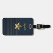 Gold Star auf dem Blue Luggage Tag Gepäckanhänger (Vorderseite horizontal)