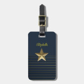 Gold Star auf dem Blue Luggage Tag Gepäckanhänger (Vorderseite vertikal)