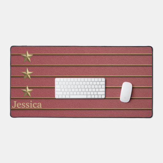 Gold Star auf der Rose Rosa Schreibtischmatte (Tastatur & Maus)