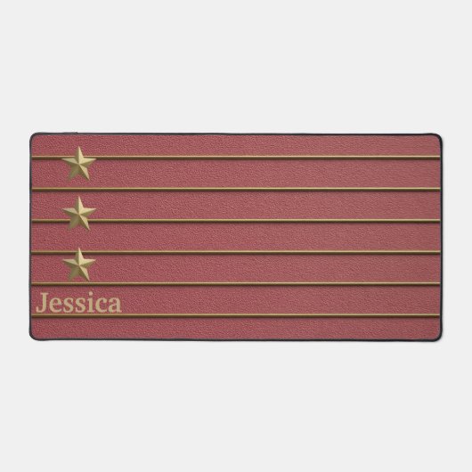 Gold Star auf der Rose Rosa Schreibtischmatte (Vorderseite)