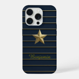 Gold Star auf Navy Blue iPhone 15 Pro Hüllen iPhone 15 Pro Hülle
