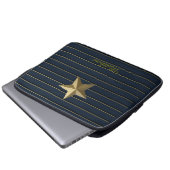 Gold Star auf Navy Blue Laptopschutzhülle (Vorne Knopf)