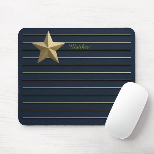 Gold Star auf Navy Blue Mousepad (Mit Mouse)