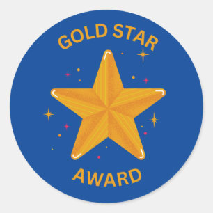 GOLD STAR AWARD STICKER! RUNDER AUFKLEBER