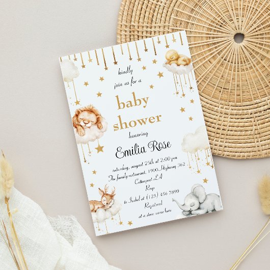 Gold Star Baby Duschschlampe Woodland Tiere Einladung
