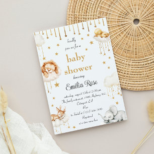 Gold Star Baby Shower Schlafwaldtiere Einladung