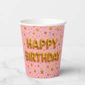 Gold Star Birthday Cup. Pappbecher (Rückseite)
