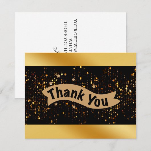 Gold Star Black Bow Dankeskarte (Vorne/Hinten)