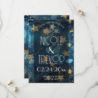 Gold Star Blaues Save-the-Date Save The Date