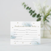 Gold Star & Blue Cloud Baby Predictions Card Einladung (Stehend Vorderseite)