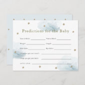 Gold Star & Blue Cloud Baby Predictions Card Einladung (Vorne/Hinten)