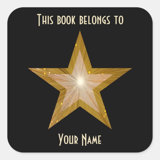 "Gold" Star-Buchzeichen-Aufkleber Blaxon Quadratischer Aufkleber (Vorderseite)