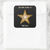 "Gold" Star-Buchzeichen-Aufkleber Blaxon Quadratischer Aufkleber (Tasche)