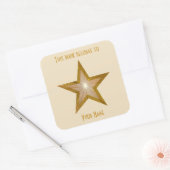"Gold"-Star-Buchzeichen-Aufkleber Quadratischer Aufkleber (Umschlag)