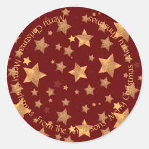Gold Star Burgundy Unique Vintage Frohe Weihnachte Runder Aufkleber