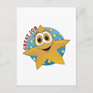 Gold Star Cartoon Postkarte
