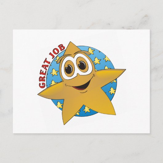 Gold Star Cartoon Postkarte (Vorderseite)