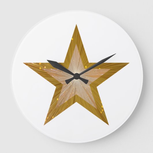 Gold Star Clock Round White Große Wanduhr (Vorderseite)