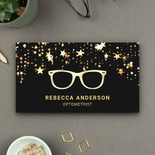 Gold Star Confetti Black Gold Eye Brille Optician Visitenkarte