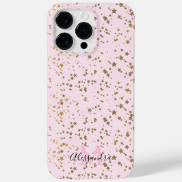 Gold Star Confetti Blush Pink Chic Case-Mate iPhone 14 Pro Max Hülle