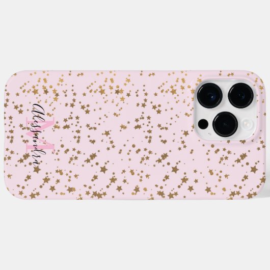 Gold Star Confetti Blush Pink Chic Case-Mate iPhone Hülle (Rückseite (Horizontal))