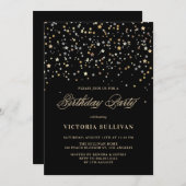 Gold Star Confetti Geburtstagsparty Einladung (Vorne/Hinten)