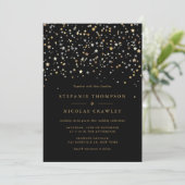 Gold Star Confetti Modern Wedding Einladung (Stehend Vorderseite)