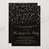 GOLD STAR CONFETTI NEUES JAHR EINLADUNG (Vorne/Hinten)