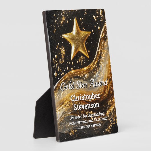 Gold Star Custom Personalized Artistic Award Fotoplatte (Seite)