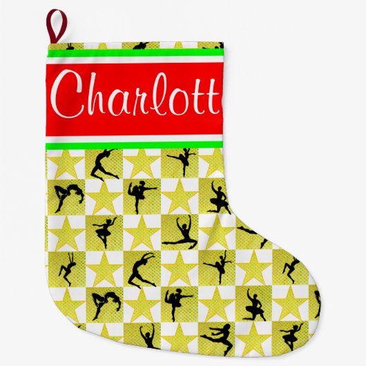 GOLD STAR DANCER PERSONALISIERT CHRISTMAS STRUMPF GROßER WEIHNACHTSSTRUMPF (Vorderseite)