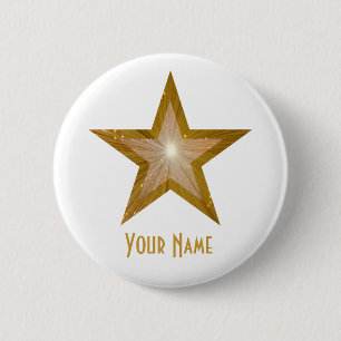 "Gold" Star "Dein Name" Schaltfläche weiß Button