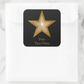 Gold Star "Dein Text"-Aufkleber schwarz Quadratischer Aufkleber (Tasche)