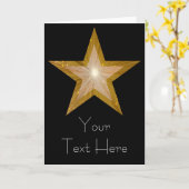 Gold Star "Dein Text" Karte schwarz (Gelbe Blume)