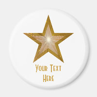 "Gold" Star "Dein Text" Kühlschrankmagnet weiß
