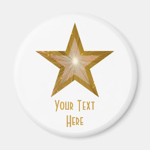 "Gold" Star "Dein Text" Kühlschrankmagnet weiß