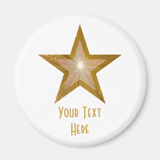 "Gold" Star "Dein Text" Kühlschrankmagnet weiß (Vorne)