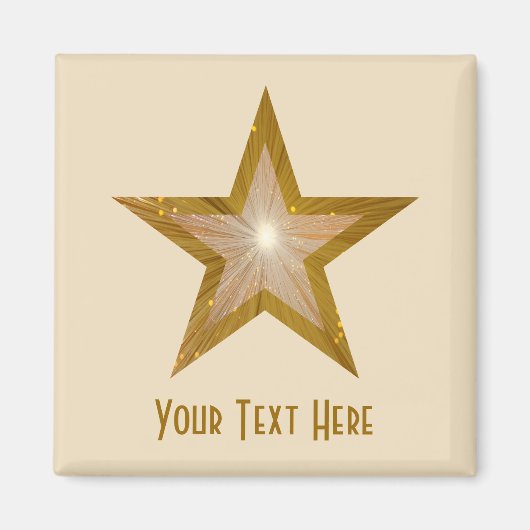 Gold Star "Dein Text"-Magnetquadrat Magnet (Vorne)