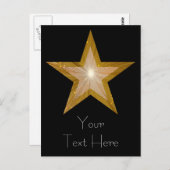 Gold Star "Dein Text" Postkarte schwarz (Vorne/Hinten)