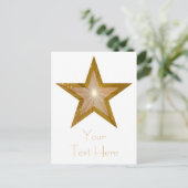 Gold Star "Dein Text" Postkarte weiß (Stehend Vorderseite)