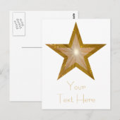 Gold Star "Dein Text" Postkarte weiß (Vorne/Hinten)