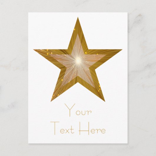 Gold Star "Dein Text" Postkarte weiß (Vorderseite)