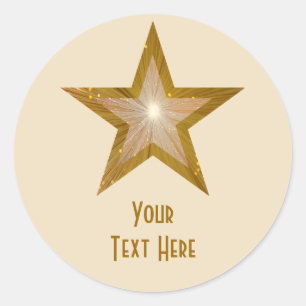 "Gold" Star "Dein Text" Rundaufkleber Runder Aufkleber