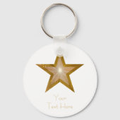 Gold Star "Dein Text" Schlüsselanhänger weiß (Vorderseite)