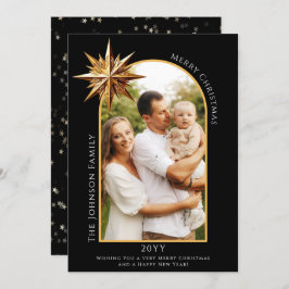 Gold Star der Bethlehem Foto-Karte Feiertagskarte