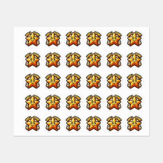 Gold Star der Ermutigung - Gut gemacht! Etiketten (Blatt)