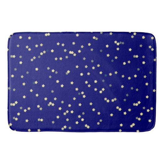 Gold Star Design auf blau Badematte (Vorderseite)