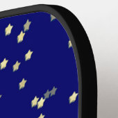 Gold Star Design auf blau Pickleball Schläger (Linke Seite)