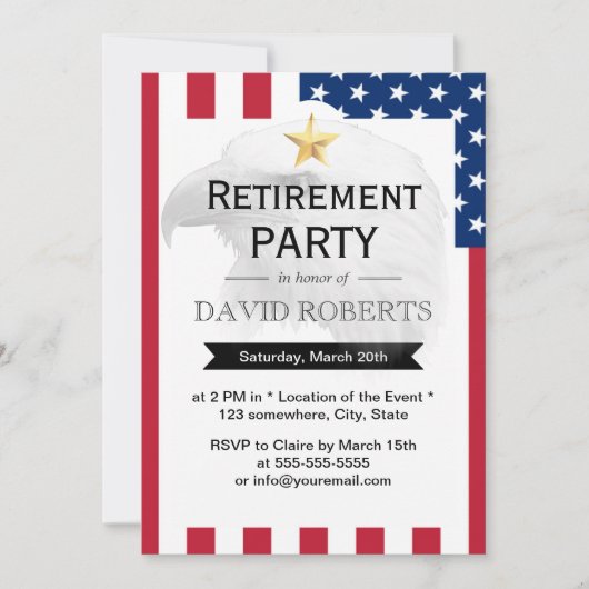 Gold Star Eagle & US Flag für den militärischen Ru Einladung (Vorderseite)